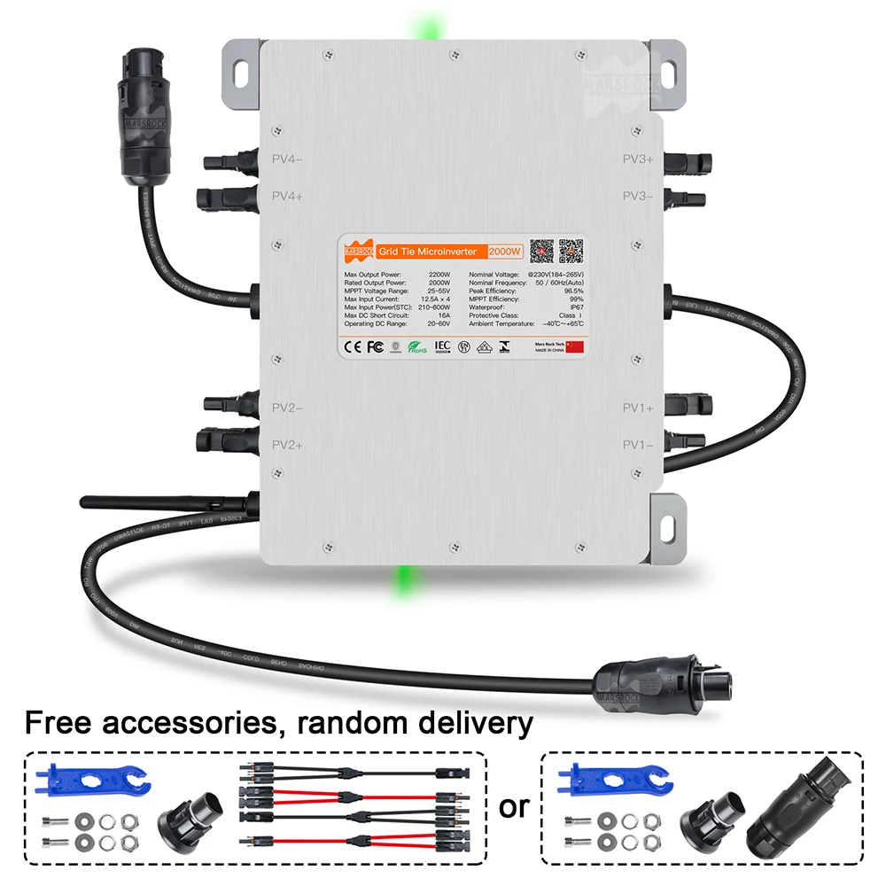 

2000W Deye Microinverter DC 22V-60V to AC 80-265V Grid Tie Inverter With Built In Smart WiFi IP68 Waterproof Use for PV Panels