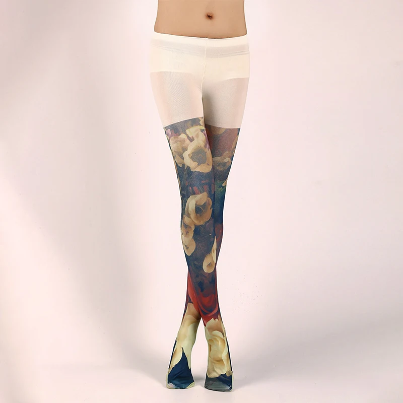 Frauen sexy Strumpfhosen stilvolle y2k japanische Harajuku abstrakte Druck Strumpfhosen Nachtclub Party Strümpfe Lolita Tattoo Strumpfhosen – Detail 9