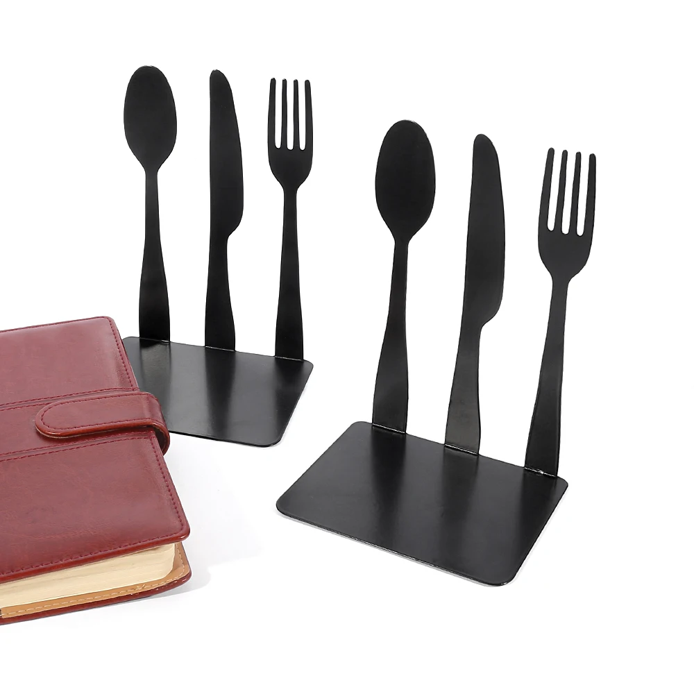 tableware Hollow-out Metal Bookends Hourglass Design Metal Bookends for Home Office Decorative Book Stoppers Book Holders 2