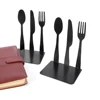 tableware Hollow-out Metal Bookends Hourglass Design Metal Bookends for Home Office Decorative Book Stoppers Book Holders 2