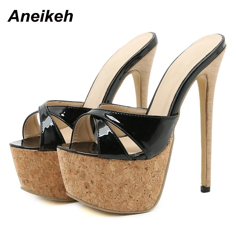 Summer Extreme Mules High Heels Women's Platform Sandals Shoes Ladies Slippers Slingback Peep-toe Slides Sandalias women slingback sandals women wedge sandals women high heels shoes