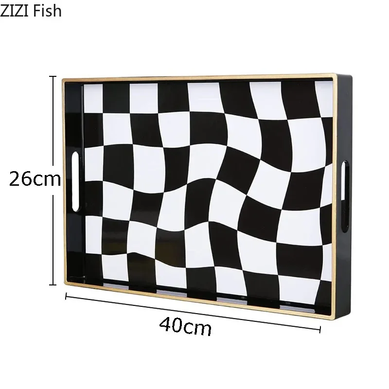 Abstract Distorted Checkered Pattern Storage Trays Decorative Dresser Table Skincare Cosmetic Containers Jewelry Organizer Shelf 5
