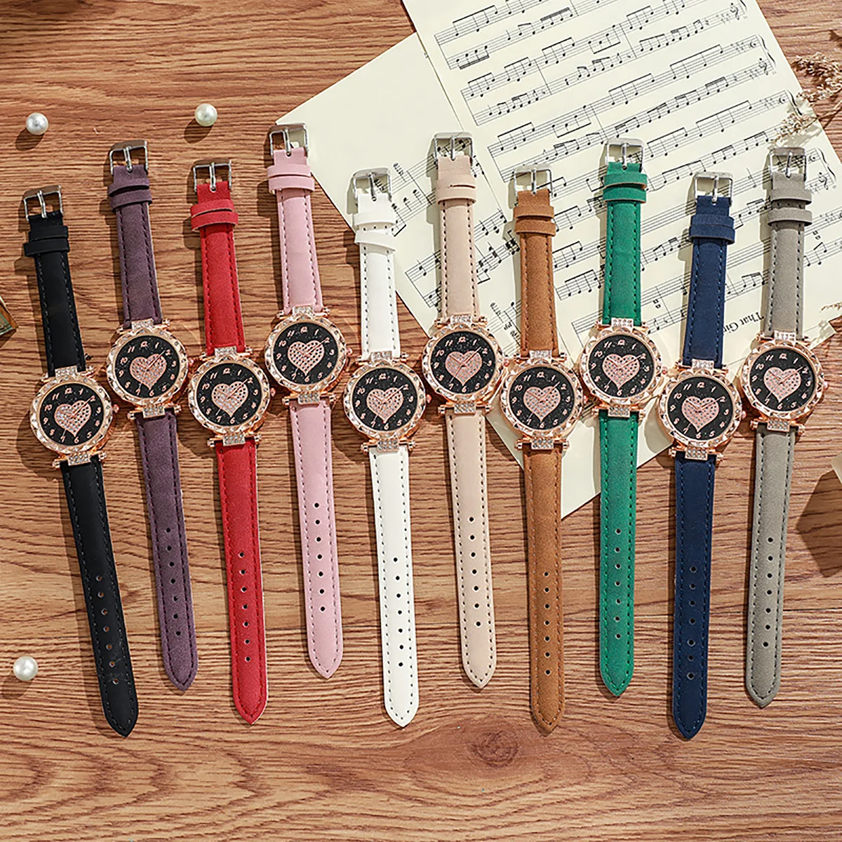 1pc-Heart Shaped Circular Case Quartz Watch: Casual and Fashionable Ideal Choice for Students