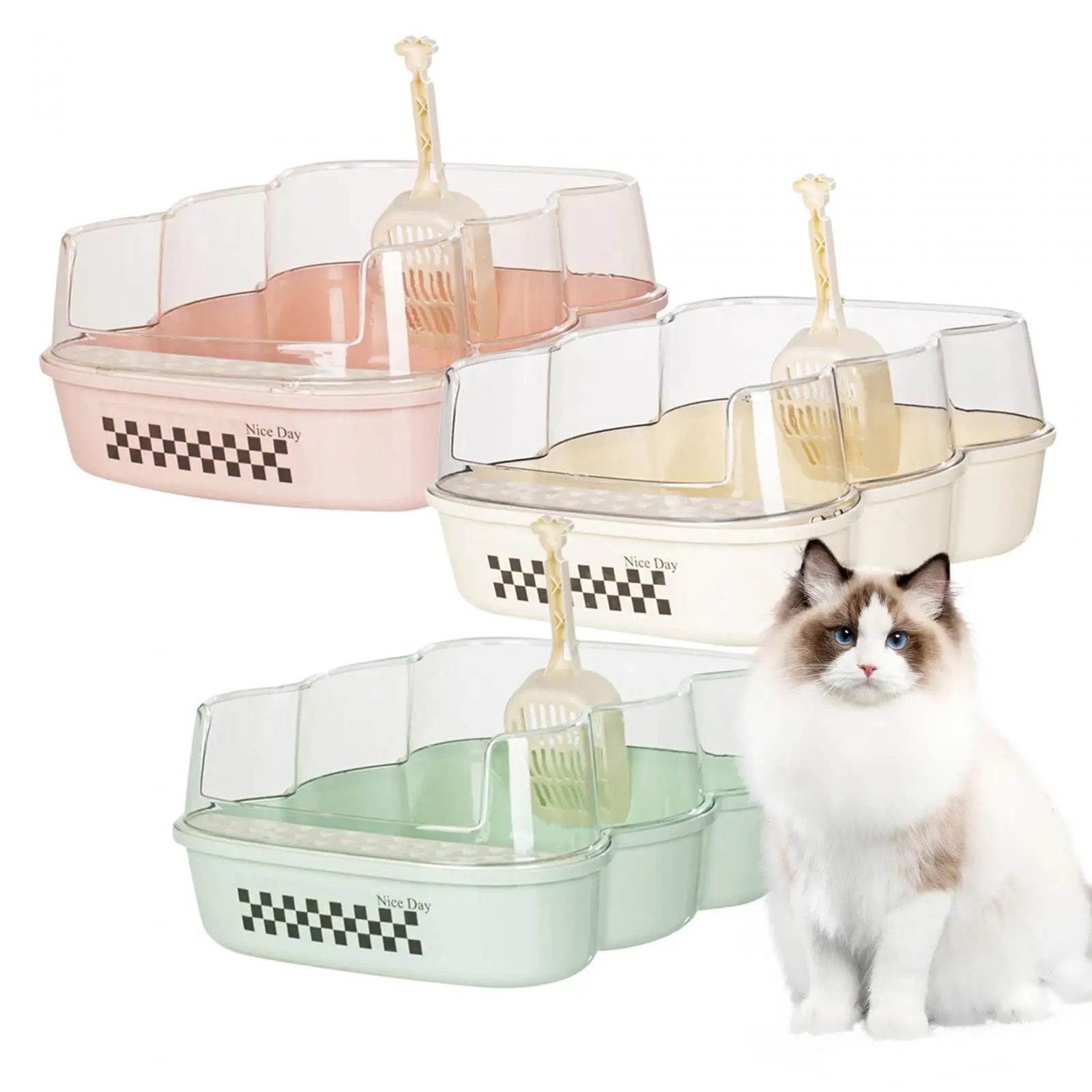 Cat Litter Box Semi-Enclosed Sifting Litter Box With High Sides Detachable Shallow  Cat Toilet Travel Litter Tray For Kittens - AliExpress