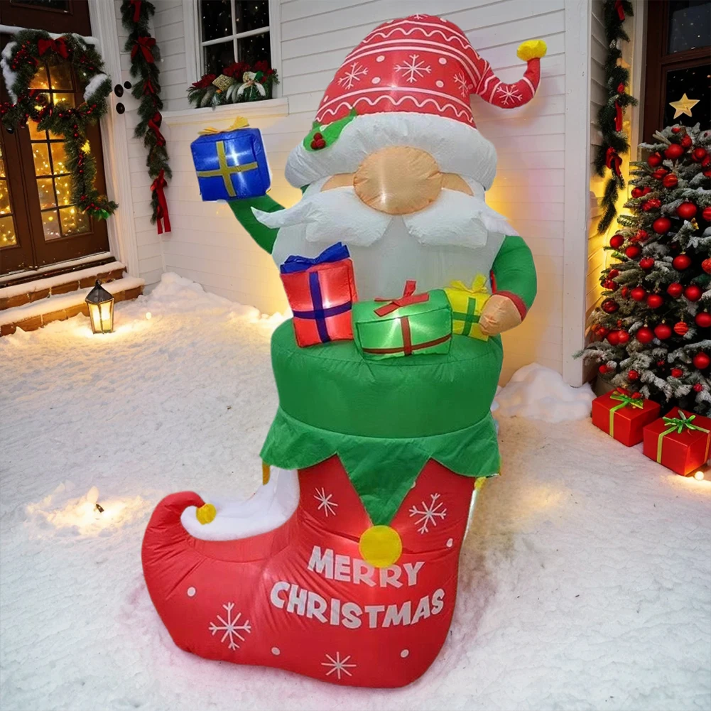 5FT Large Inflatable Santa Christmas Decoration with LED Lights Large Blow Up Santa for Christmas Party Yard Garden Decoration