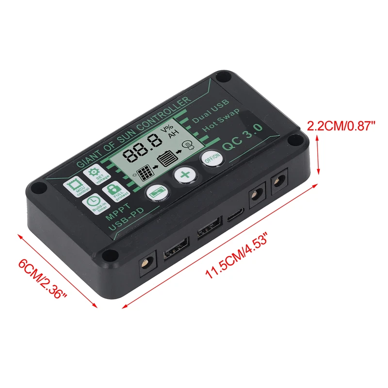 Solar Battery Charge Controller 30A/60A/100A MPPT Regulator Dual USB PV Panel