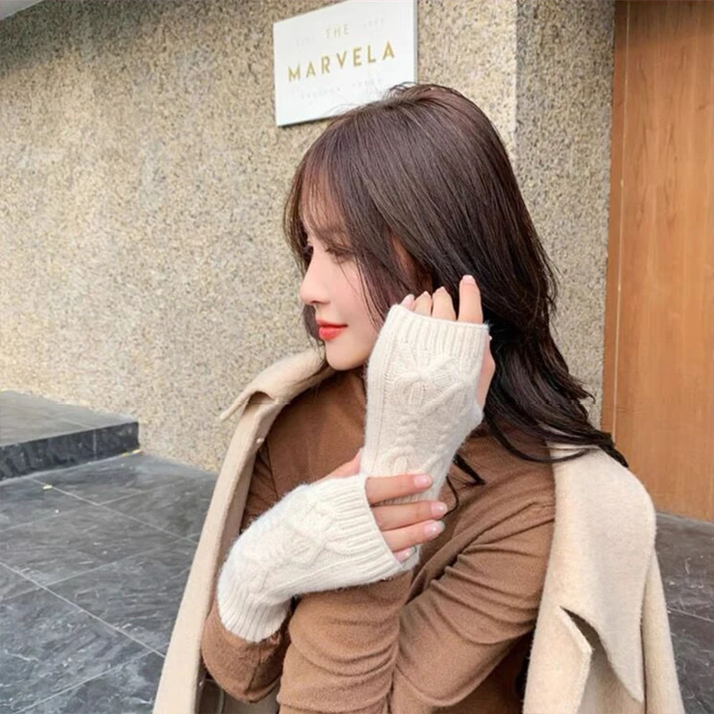 Unisex Finger Gloves Winter Soft Warm Wool Knitting Arm Gloves Half Finger For Women wool gloves,winter gloves,half finger gloves