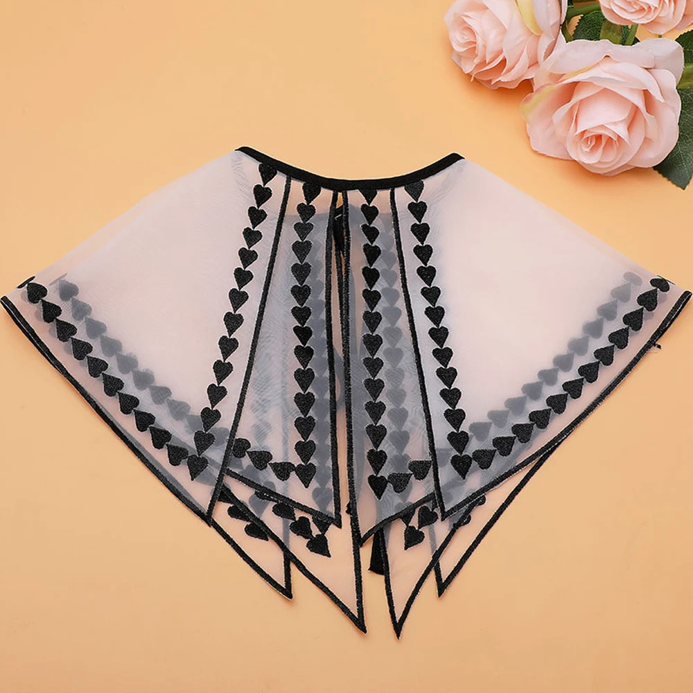 Girl Embroidered Lace Neck Collar White Chiffon Fake Collar  Vintage Palace Style Sweet Bow Tie False Collar Women Doll Collar