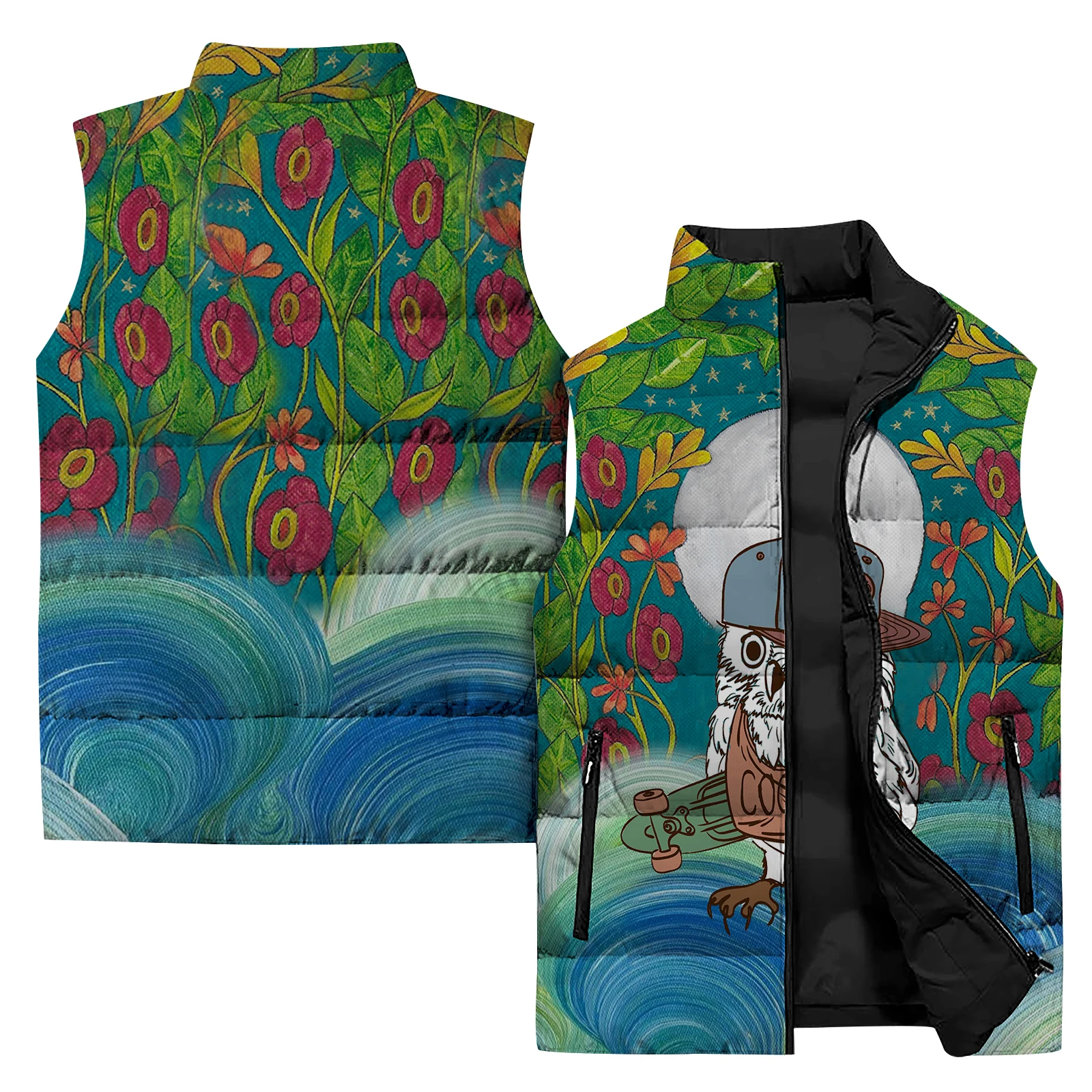 thumbnail image 1 of 2024 invierno hombres abrigos casuales chaleco fénix y pájaro estampado de moda chaleco chaquetas hombre ropa hombre, 1 of 5