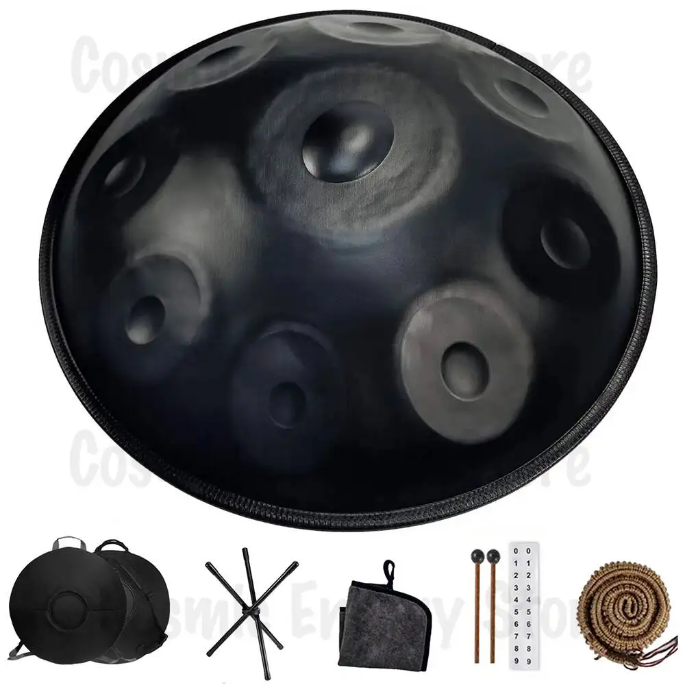 Steel Handpan Drum Instrument, Customizable Notes,D major, Hand Pan Bag, Dustfree Cloth, 22 Inches, 9 ,10,12Notes, 432,440HZ