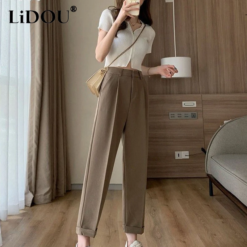 

Spring Autumn High Waist Elegant Fashion Lantern Pants Lady Loose Casual Draping All-match Solid Suit Trousers Women's Clothing