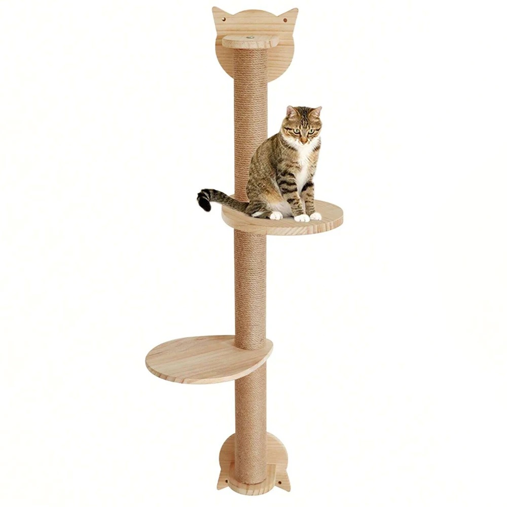 Wall Mounted Sisal Scratching Post Solid Wood Double Jumping Platform Combination Solid Wood Pet Furniture Cat Tree Wall Mounted Sisal Scratching Post Solid Wood Double Jumping Platform Combination Solid Wood Pet Furniture Cat Tree