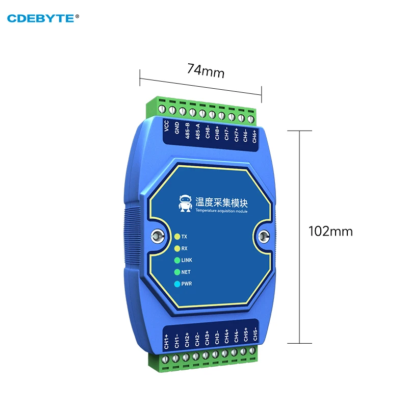 온도 획득 모듈, 8 웨이 타입 K 열전대, CDEBYTE ME31-XEXX0800-485 RS485 지지대 Modbus 더블 워치독 DC 8 28V
