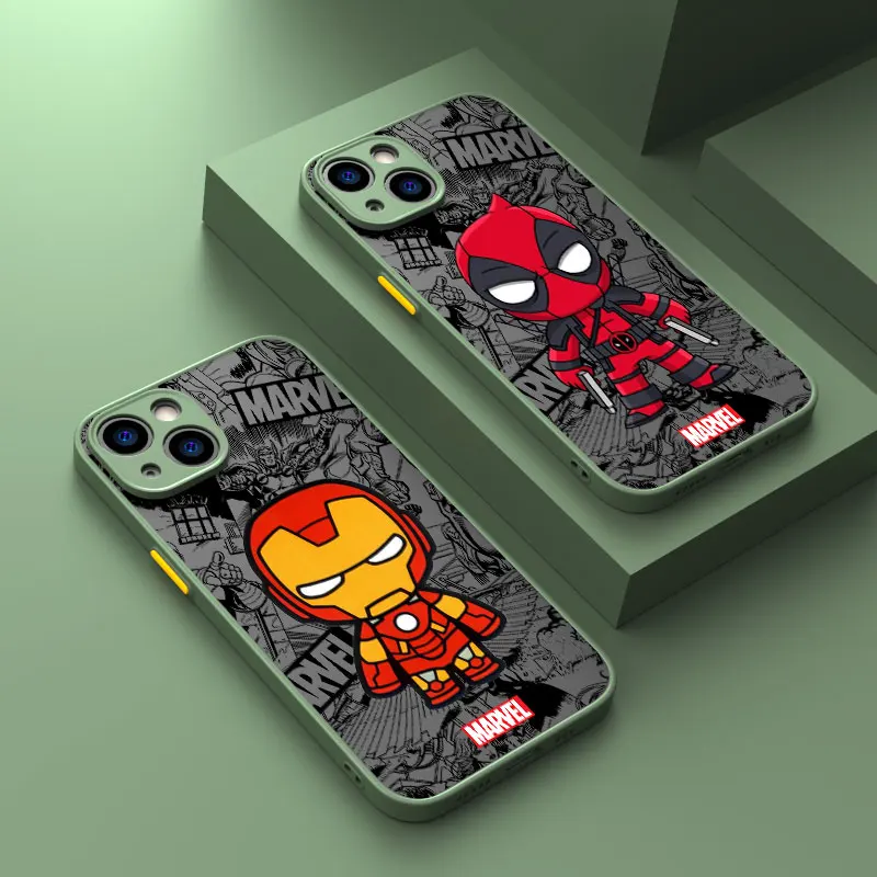 Cartoon Marvel Ironman Custodia Per Telefono Deadpool Per Apple Iphone 14 Pro Max 12 13 Pro 11 15 Plus 13 Pro Max 11 Cover Posteriore Rigida Per Pc