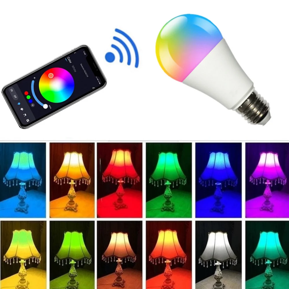 Smart LED Bluetooth Bulb with Tuya App Control - Dimmable 15W E27 RGB+CW+WW Lighting