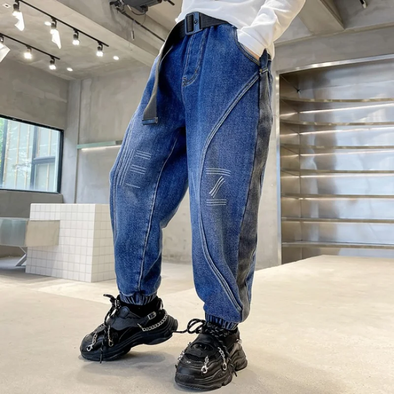 

Teens Clothing Fashion Streetwear Jeans Spring Autumn New Patchwork Casual Pants Kid Clothes for Boys Denim Trousers 8 10 12 14Y