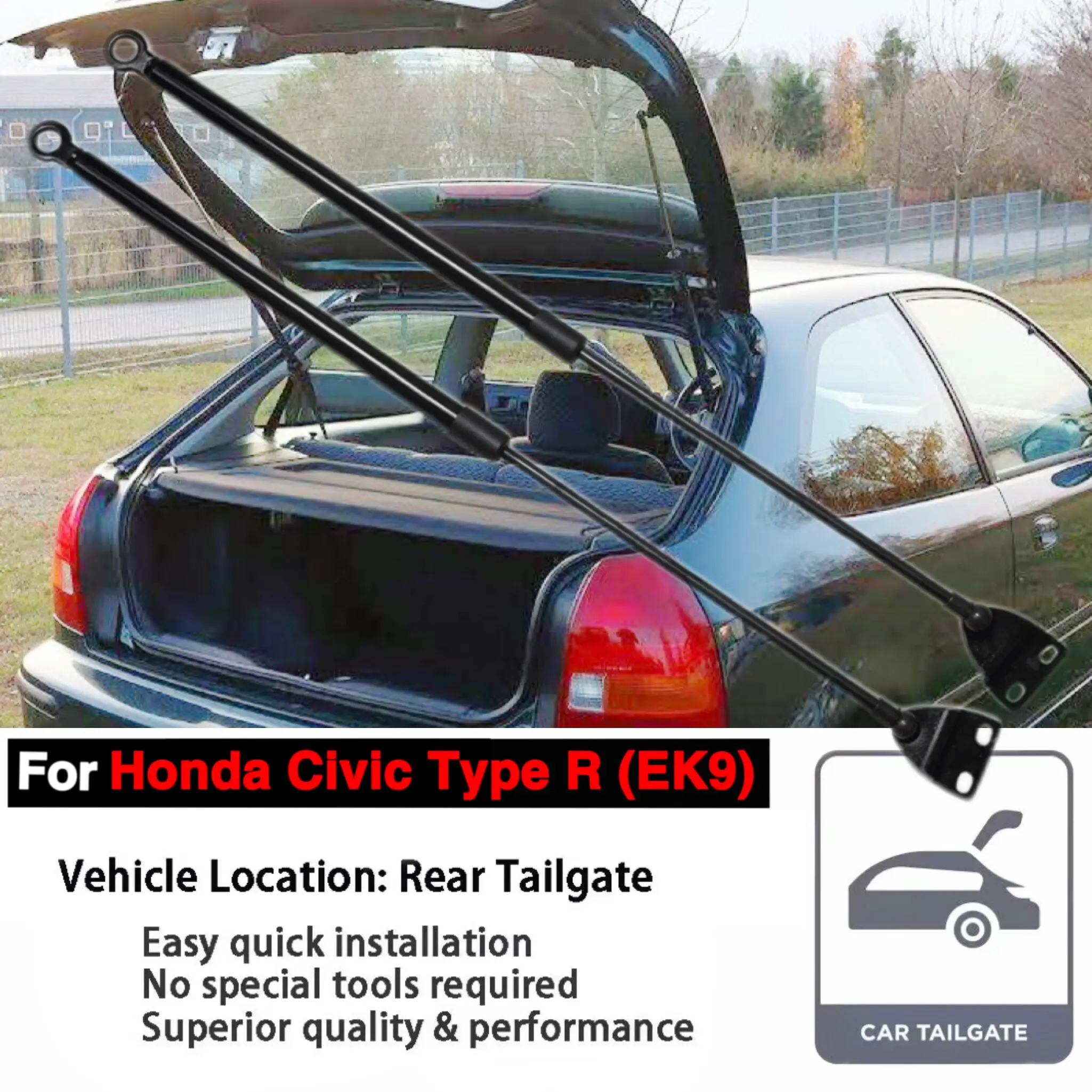 Honda Civic Type R EK9 1997-2000 Hatchback 트렁크 부츠 리프트 용 후방 테일 게이트 스트럿츠 충격 댐퍼 가스 스프링 소품로드 지원