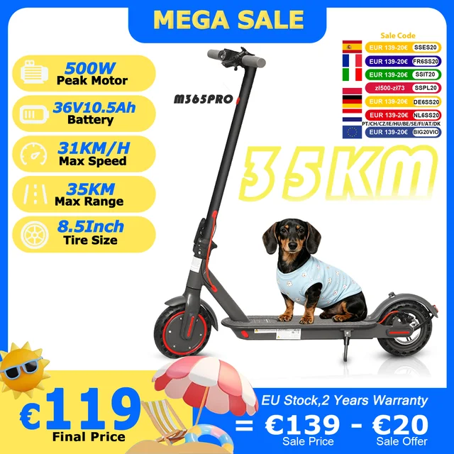 Trottinette électrique M365PRO/M365 X1, 36V 10.5Ah, moteur 500W, autonomie 35KM, vitesse 31KM/H, pneus pleins 8.5 pouces, pliable, application intelligente, EScooter 1