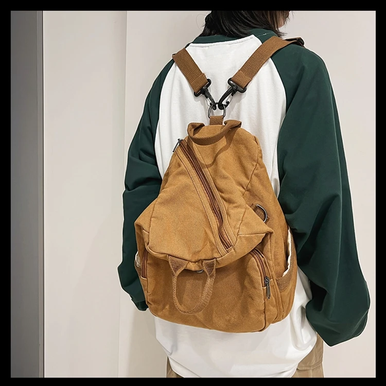 Small Canvas Fashion Backpack 2022 New Multi-function Bags Young Girl Casual Travel For Teenage Girls Solid Color Korean Style awesome stylish backpacks