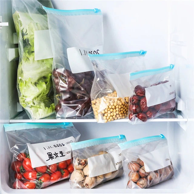 10Pcs Reusable Zipper Bag Stand Up Zip Shut Plastic Freezer Bag