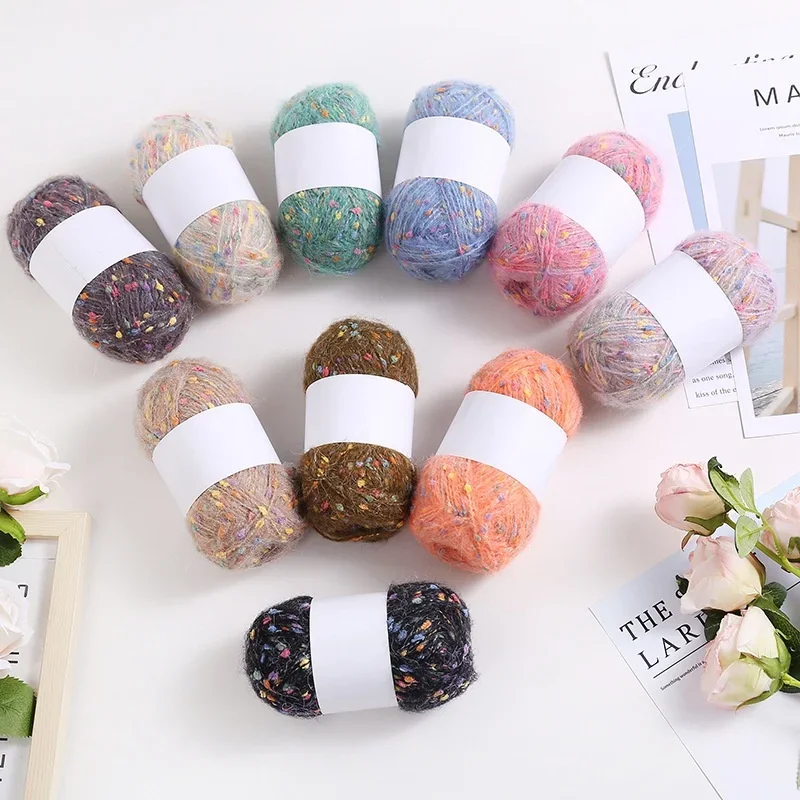 50g Solored Bean Thread Hand-Woven DIY Scarf Hat Bag Ready-To-Wear Doll Material Line Couple Knitting Line 3