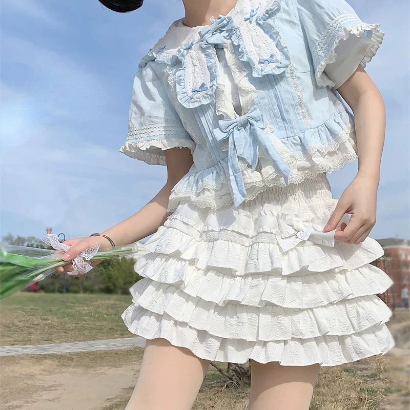 Japanese Style Kawaii Lolita Mini Skirt Women Gothic High Waist Ruffle Tiered Skirts Sweet Girly Summer Harajuku Y2k Short Skirt - Image 2