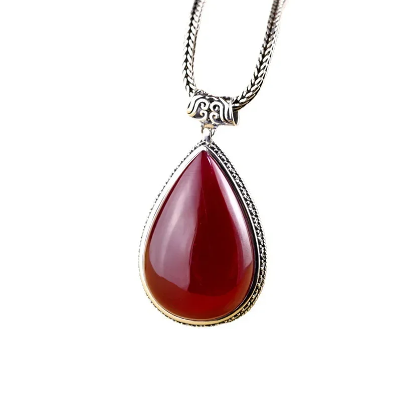 S925 sterling silver charms pendants for Women New Fashion ancient pattern waterdrop corundm Palace style jewelry free shipping