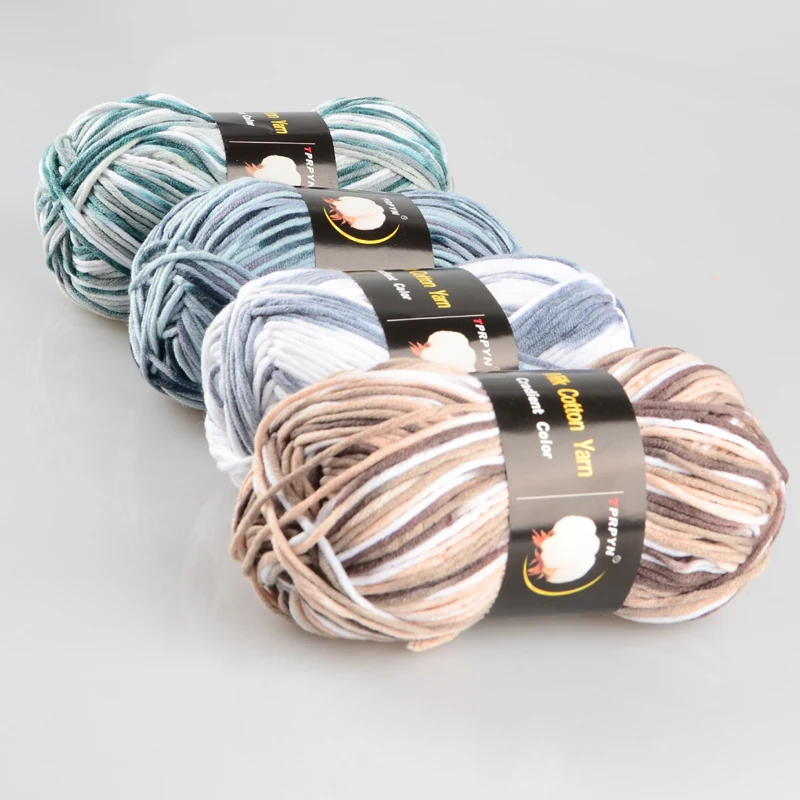 100g=1Pc ColorFul Milk Cotton Yarn Worsted Blended Crochet Yarn Knitting Sweater Scarf 7plys 4