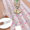 Embroidery Daisy Spring Summer Table Runner Florals Seasonal Easter Tulle Table Runner Holiday Kitchen Dining Table Decoration 4