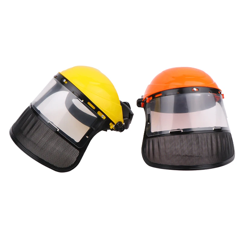 1PC Garden Trimmer Helmet Safety Helmet Grass Trimmer Safety Helmet Hat Full Face Mesh Protective Mask Logging Brush Cutter Forestry Protection