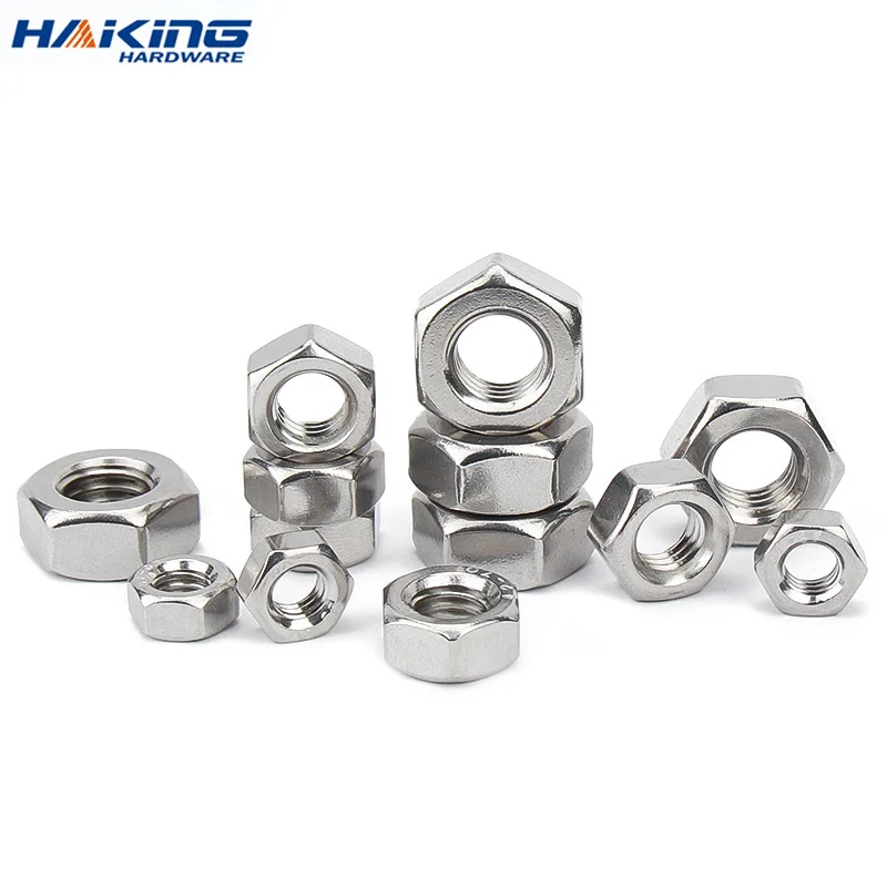 10pcs/lot 304 Stainless Steel Hex Hexagon Nuts DIN555 M2 M2.5 M3 M3.5 M4 M5 M6 M8 M10