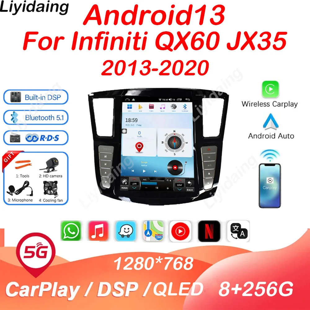 

Liyidaing Car Radio For Infiniti QX60 JX35 2013-2020 Android 13 DVD Multimedia Video Player Stereo Carplay Auto GPS Tesla Screen