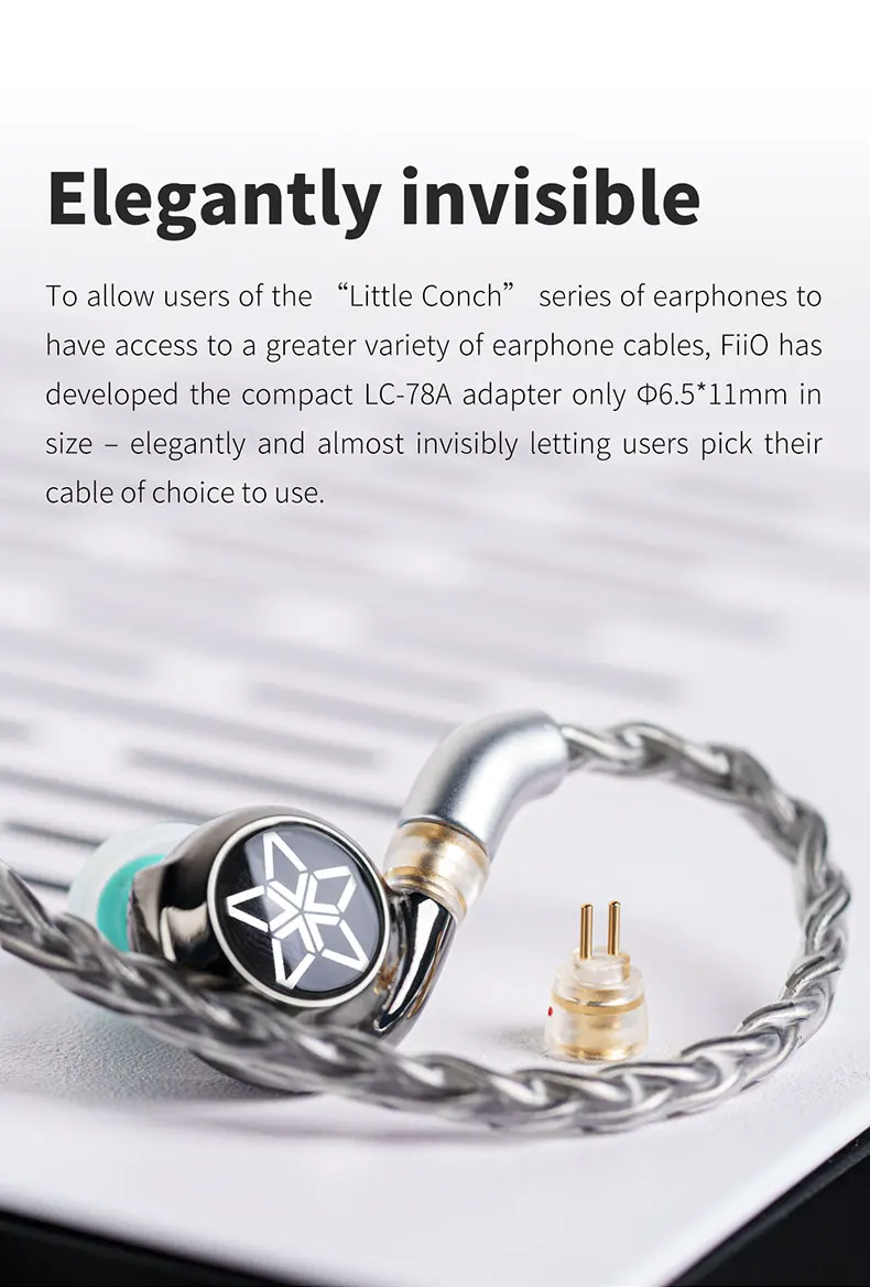 FiiO LC-78A MMCX Female to 0.78mm 2 Pin Male Earphone Adapter for FD11 FH11 FH3