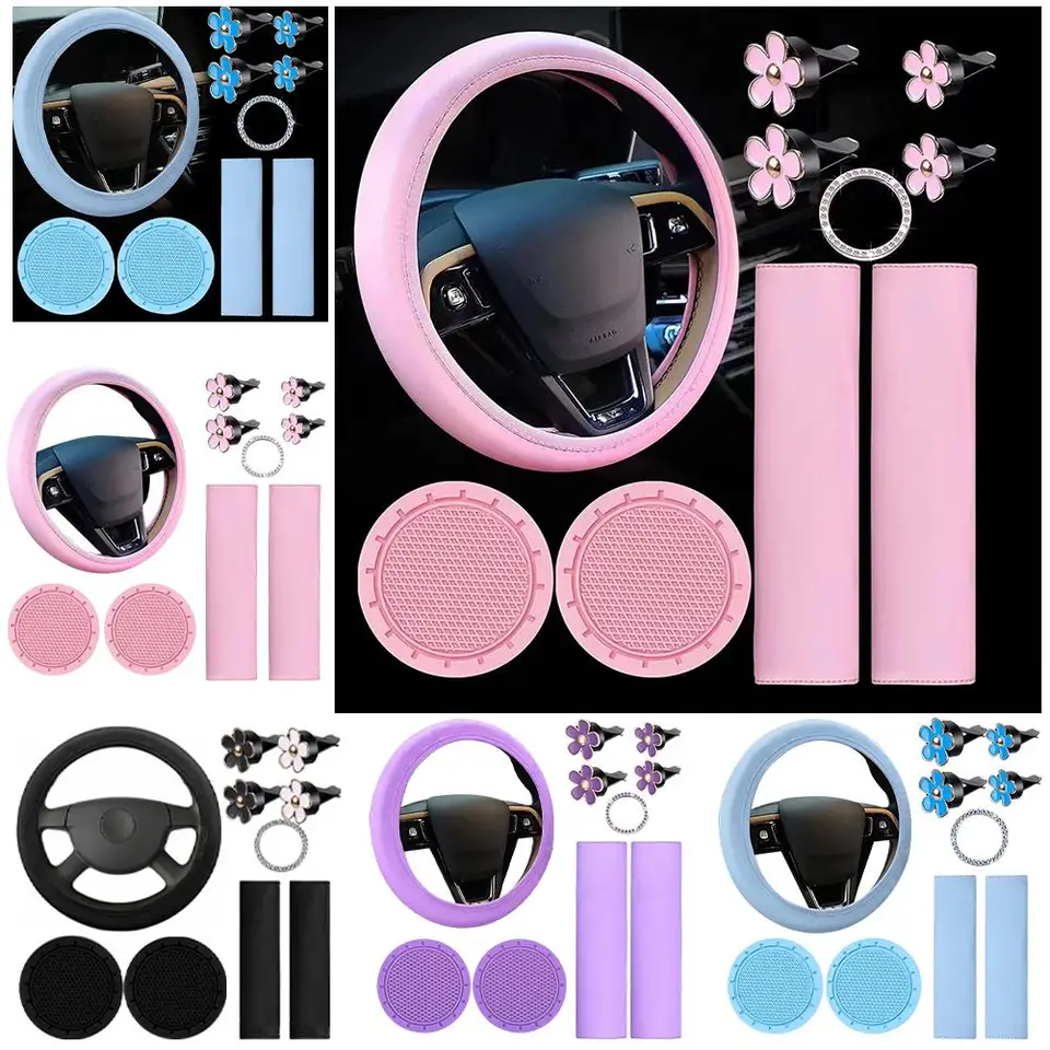 Coprivolante Da 10 Pezzi Per Donna, Set Di Accessori Per Auto Carini Con Spallacci Per Cintura Di Sicurezza E Portabicchieri 87528466