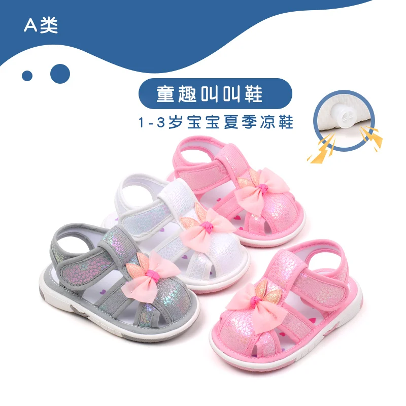 Baby Squeaky Shoes Summer Sandal High Quality Funny Toddler Sound Prewalking Sneaker Cute Butterfly-Bowknot for Kid Girls MY2401 5