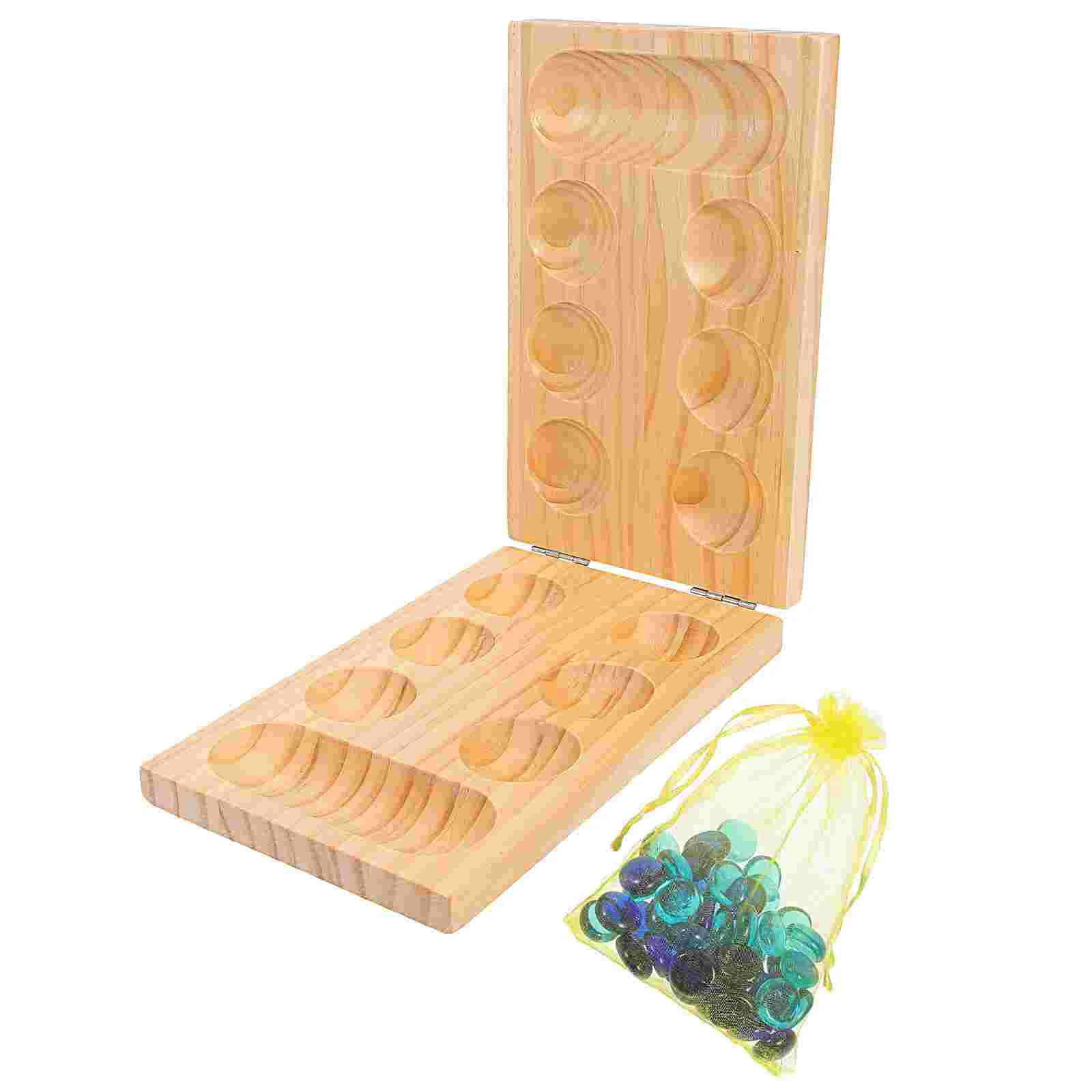 kids Mancala Toy Wooden Game Gemstone Chess Toy Fold Board Training Portable Mancale