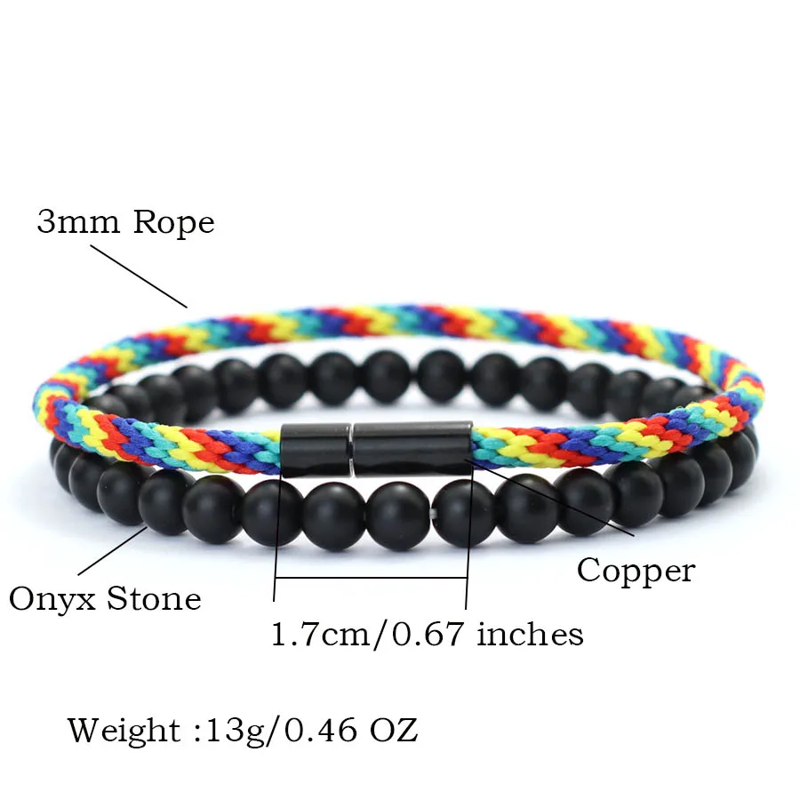 Men Ethnic Rope Bracelet Set 3mm