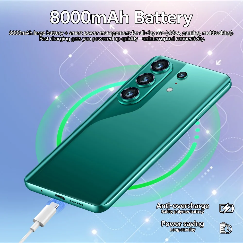K-Touch C26 Ultra Mobile Phones Android 15 Smartphone 7.3 HD Cell Phone 22GB 2TB 8000mAh Face Unlock 5G Dual SIM 16+48MP Camera Cellphones For Men Women