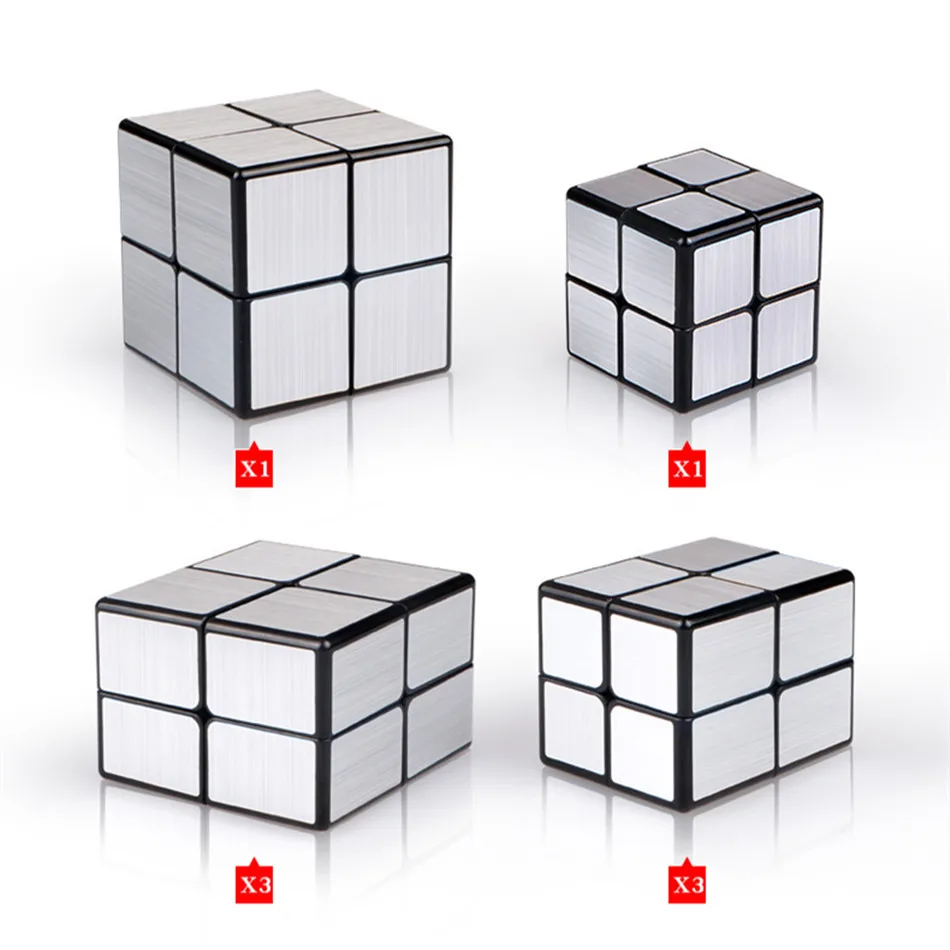 

QiYi Mirror 2x2 Magic Cube Puzzle Speed Magic Cube Golden/Silver Sticker Cube Toys for Children 2x2x2 Speed Cube Mirror Cube