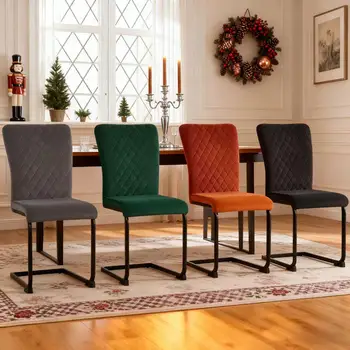 AINPECCA High Back Dining Chairs Set of 2,4, Velvet,PU,Suede Upholstered Padded Seats, Modern Stylish Kitchen and Dining Room