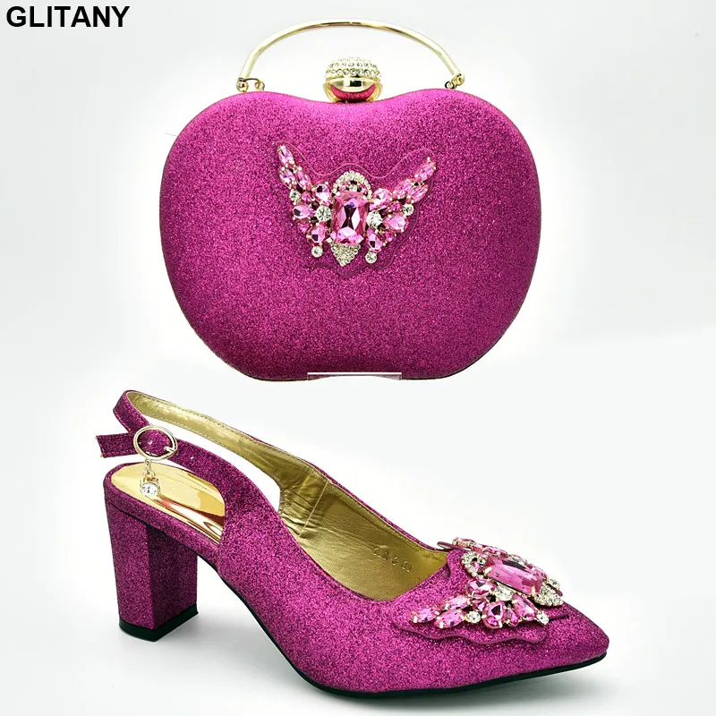 

Italian Shoe and Bag Set for Party In Women Rhinestone Wedding Shoes Ladies Sandals with Heels Women Shoes and Bag Set In Italy