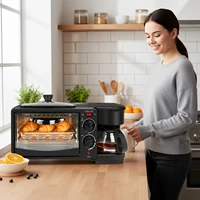 Machine à petit-déjeuner multifonctionnelle électrique 3 en 1 pour la maison, machine à sandwich, cafetière multifonction, four à pain, pizza, poêle à frire 2