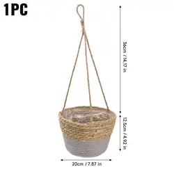 Versatile Woven Hanging Basket for Indoor & Outdoor Plants (Grey)