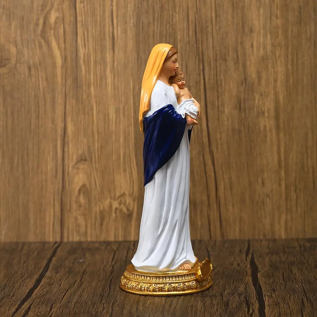 Religious Blessed Mary Holding Baby Statue Figurine Resin Sculpture Christian Ornament for Office Church Tabletop Home Religious Blessed Mary Holding Baby Statue Figurine Resin Sculpture Christian Ornament for Office Church Tabletop Home