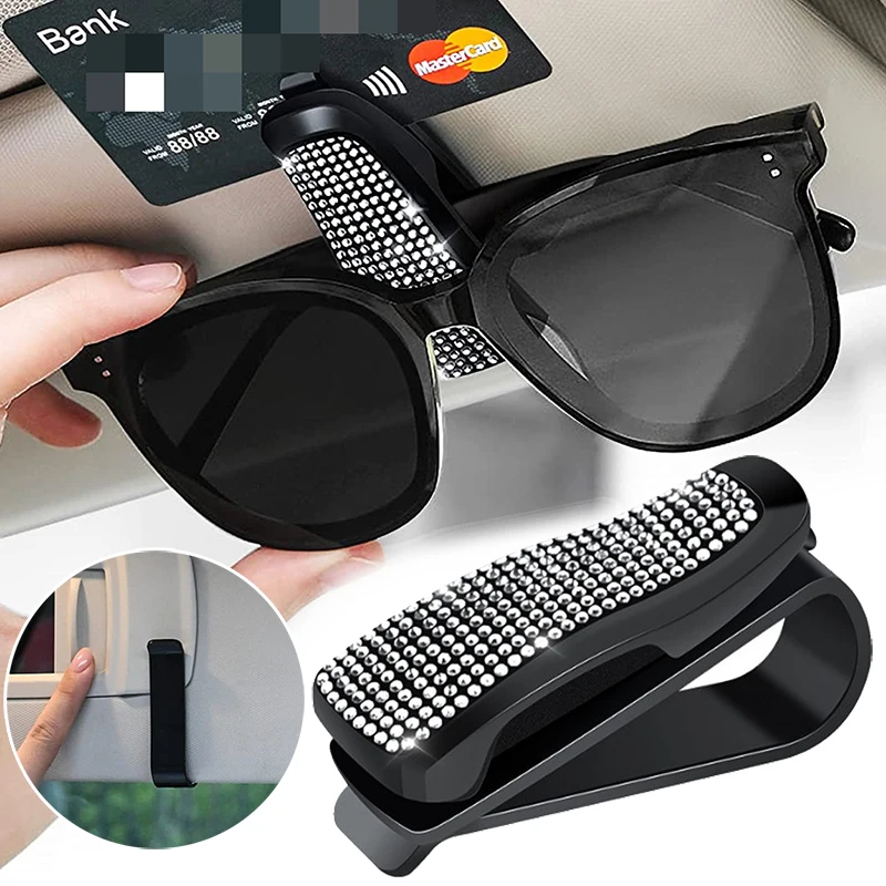 Diamond Sunglasses Eyeglasses Mount With Card Clip Glasses Holders For Sun  Visor Car Accessories Interior Decoration Auto Parts - AliExpress