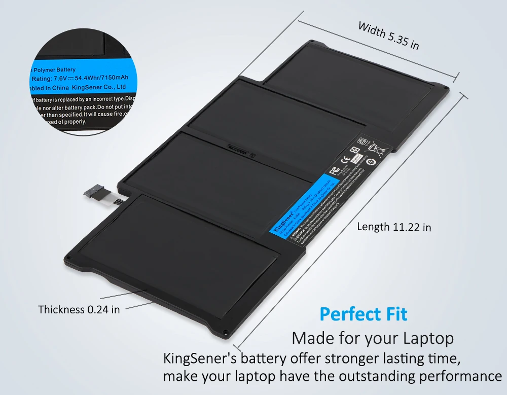 KingSener-batería A1496 para ordenador portátil, para Apple MacBook Air de 13 pulgadas, A1466, 2012/2013/2014/2015/2017, MD760LL/A, MD761CH/A, 7,6 V, 7150mAh