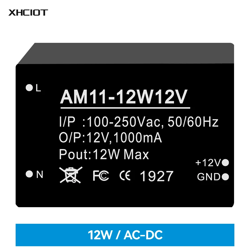 AC-DC Buck Power Supply Module XCHIOT AM11-12W12V Ultra-Low Ripple Shell Protection Low Power Consumption Power Module 10pcs adjustable focusable metal diy host shell case for 5 6mm to18 laser diode module w collimating lens