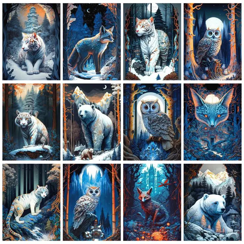 

RUOPOTY painting by number adults animals Watercolor Hand Painting Adults crafts Wall Decor