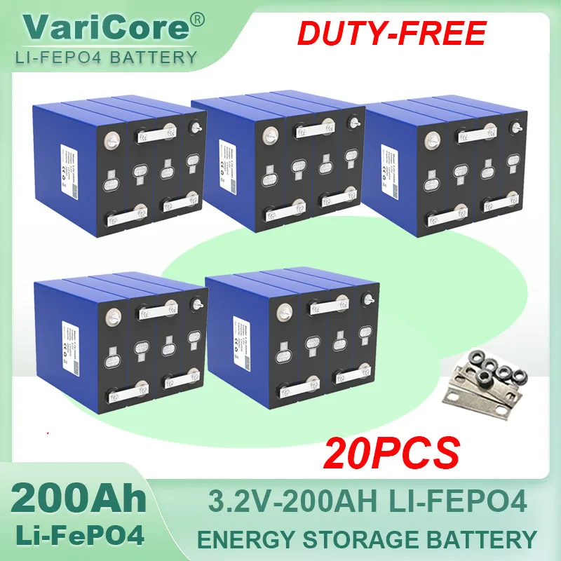 20 Pz 3.2V 200Ah Lifepo4 Batteria Al Litio Ferro Fosfato Batterie Per 12V 24V 36V Inverter Camper Fuoristrada Solare Vento Esente Da Tasse
