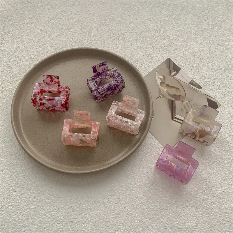 Vintage Square Hair Clip Fashion Print Hair Claw Clips Hairpin Crab Barrette Headband Clips Ornament Hair Accessories for Women 3